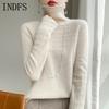 INDFS Women's Fashion Casual Fall Winter Solid Color Print Long Sleeve High Neck Sweaters