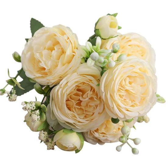 1шт 5-головка искусственная ткань роза домашняя вечеринка свадебный дом украшение свадебного стола