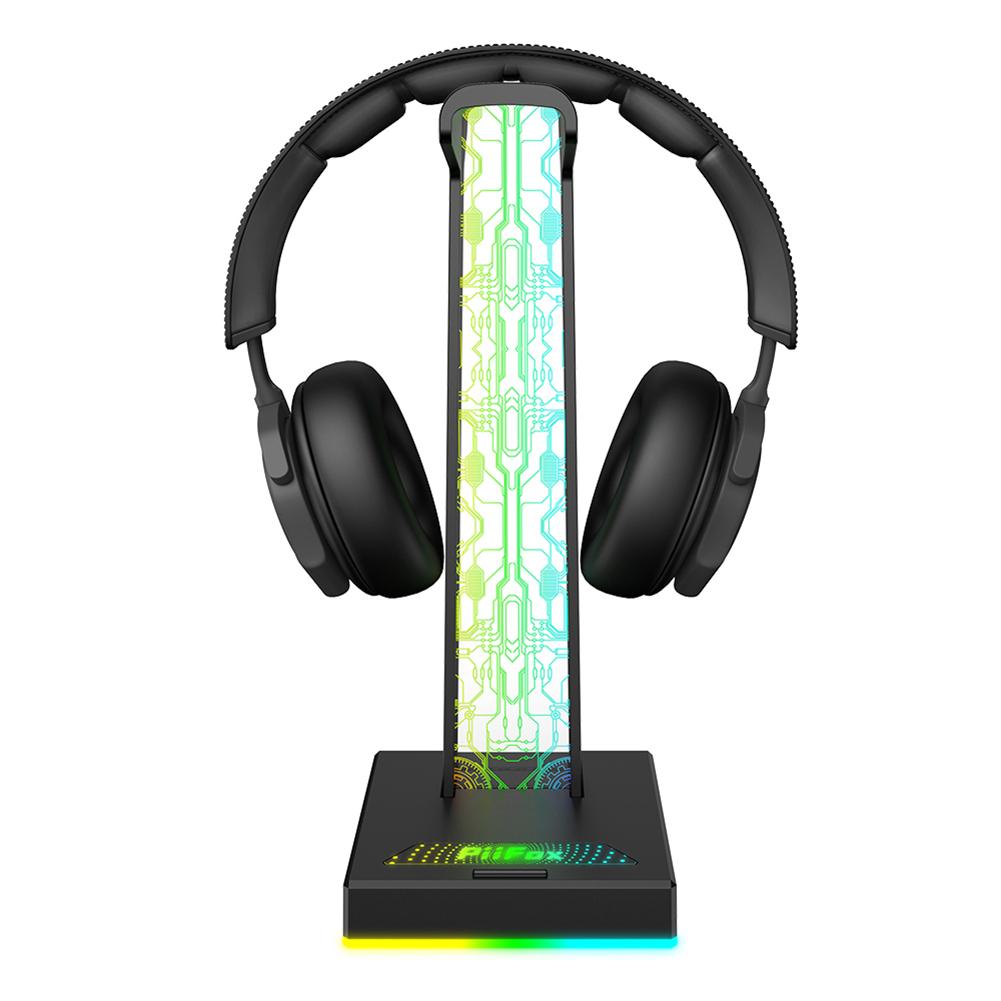 RGB Подставка для наушников Компактная стойка для демонстрации гарнитуры Настольный органайзер Стойка-вешалка для наушников с креплением на голову для настольных принадлежностей