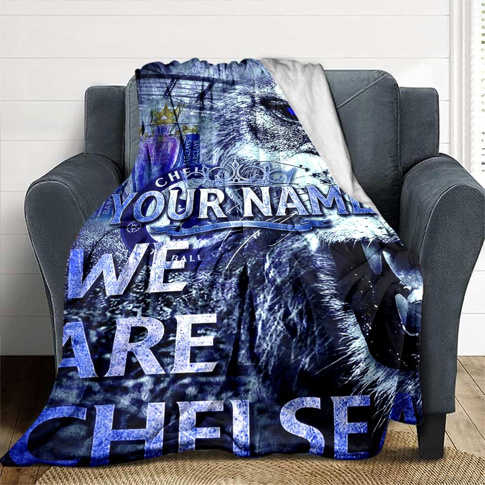 Chelsea Fc Football Player Personalized Name Blanket Lightweight Customizable Blanket Comfortable Suitable for Chair Living Room Picnics Office