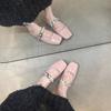 French Niche Square Head Sequined Buckle Mary Jane Shoes Girl 2025 New Silver Fairy Style with Skirt Flat Shoes