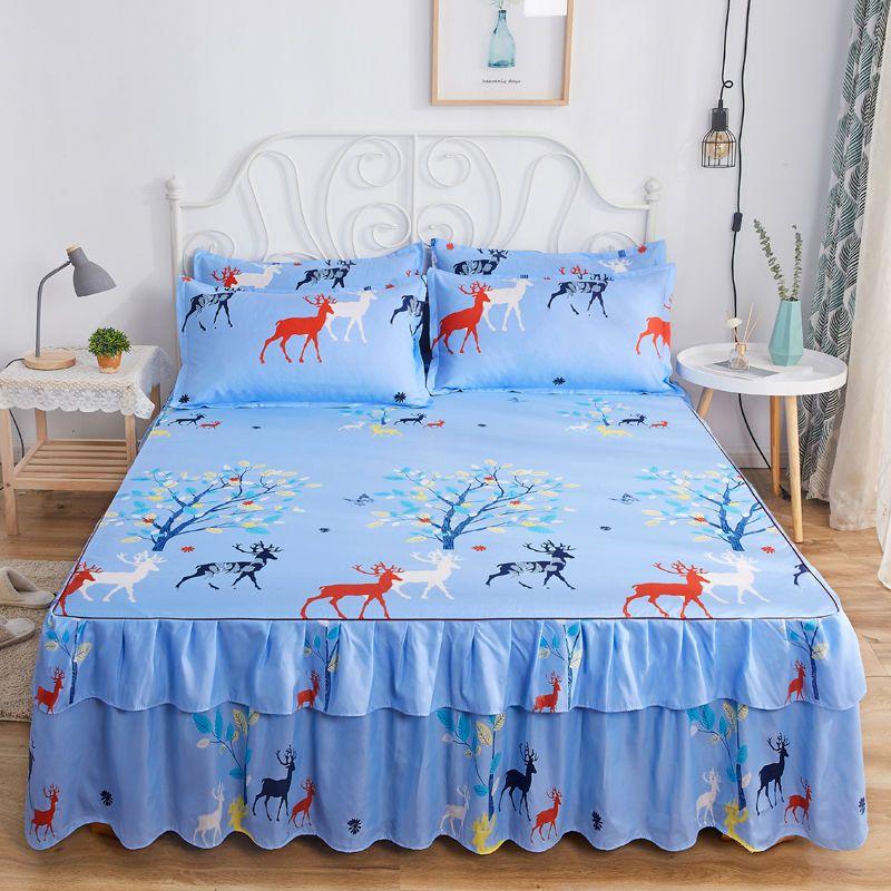 Модное мягкое шлифовальное покрывало, противоскользящее свадебное покрывало, юбка размера «queen-king-size», без скатывания, простыня, двухслойное покрывало