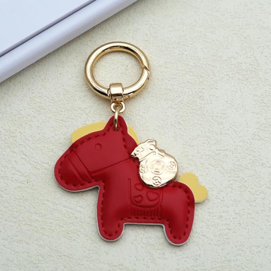 Horse Keychain Imitation Leather Cartoon Design Year of Horse Key Chain Bags Phones Cars Versatile Accessories