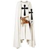 Mens Medieval Knight Crusader Templar Surcoat Halloween Costume with Hooded Cap Cloak Robe Cosplay Renaissance S-6XL