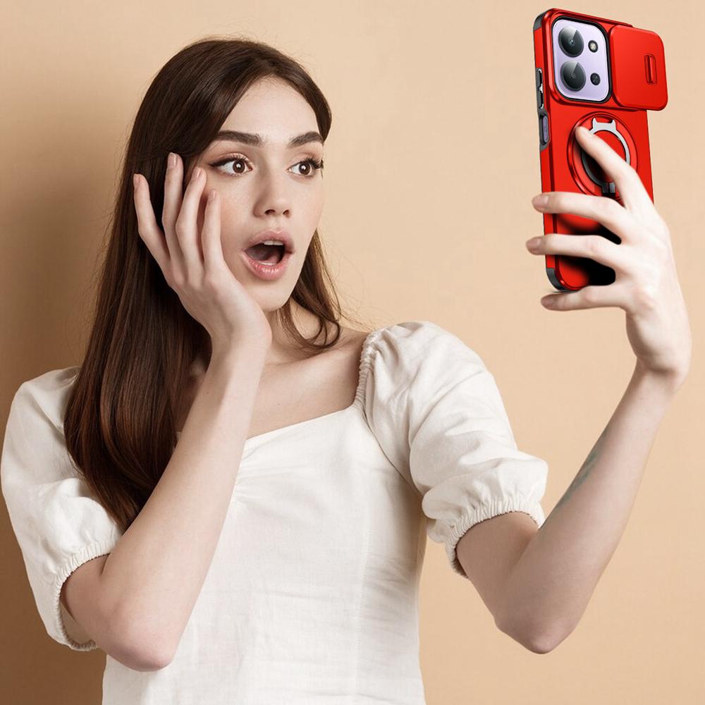 KEYSION Чехол для телефона с кольцом-подставкой 360° для Redmi 15C 171мм 173мм, с выдвижной защитой камеры, магнитный противоударный чехол для Xiaomi POCO C85