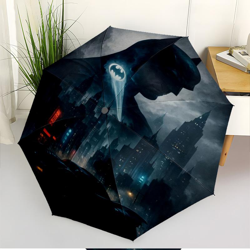 Batman Print Automatic Open Close Umbrella, Portable Foldable Umbrella, for Outdoor Commute Camping Trip, Ideal Birthday Gift