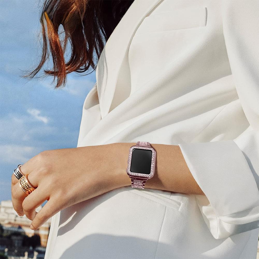 Case+Strap for Apple Watch 49mm 46mm 42mm 45mm 44mm 40mm Smart Watch Diamond Cover for iWatch Series 11 10 Ultra 9 8 7 6 5 4 SE