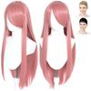CaseEden Cosplay Light and Muted Includes 2 Wig Nets Wig, Smooth, Long, 80cm, Heat-Resistant, Pink, Pink, Pink,