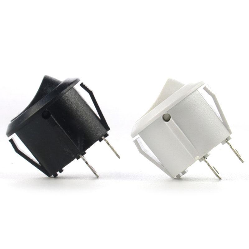 2/5pcs Black White 2PIN ON/OFF Round Rocker Toggle Power Button Switch 6A/250VAC 10A 125V AC Cap with Plastic Push