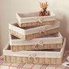 French Style Cosmetics Storage Box Rectangular Weaving  Storage Tray Fruit Dish Basket  Bedroom