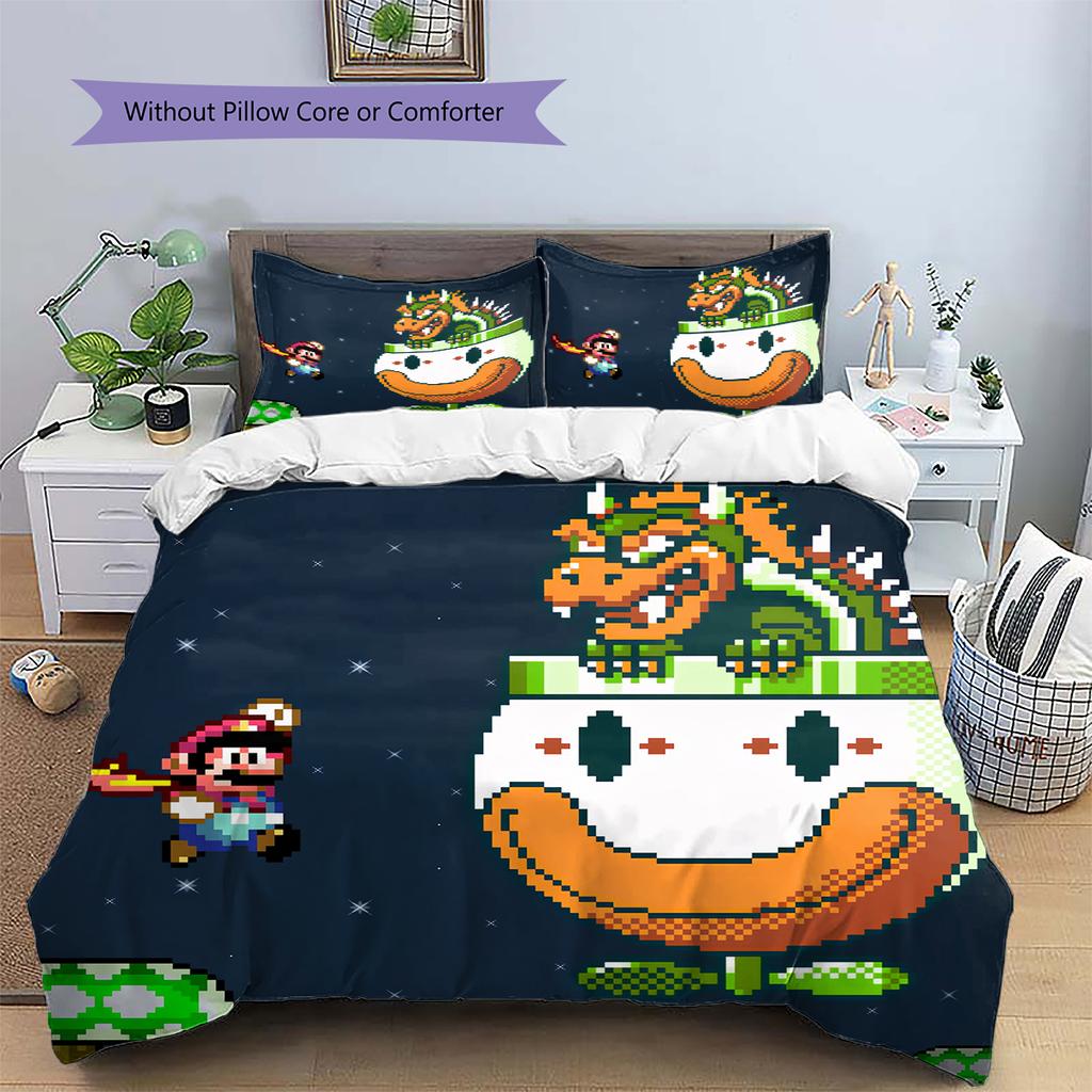 Mario Pixel Art Duvet Cover & Pillowcases, Mario Fan Retro Pixel Bedding, Great Gift.chl