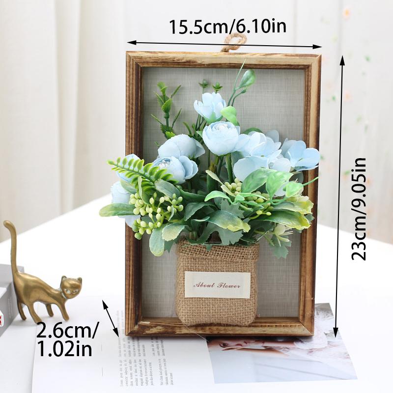 Wood Photo Frame Imitation Flowers Decoration 3D Handmade Artificial Flower Wall Hanging