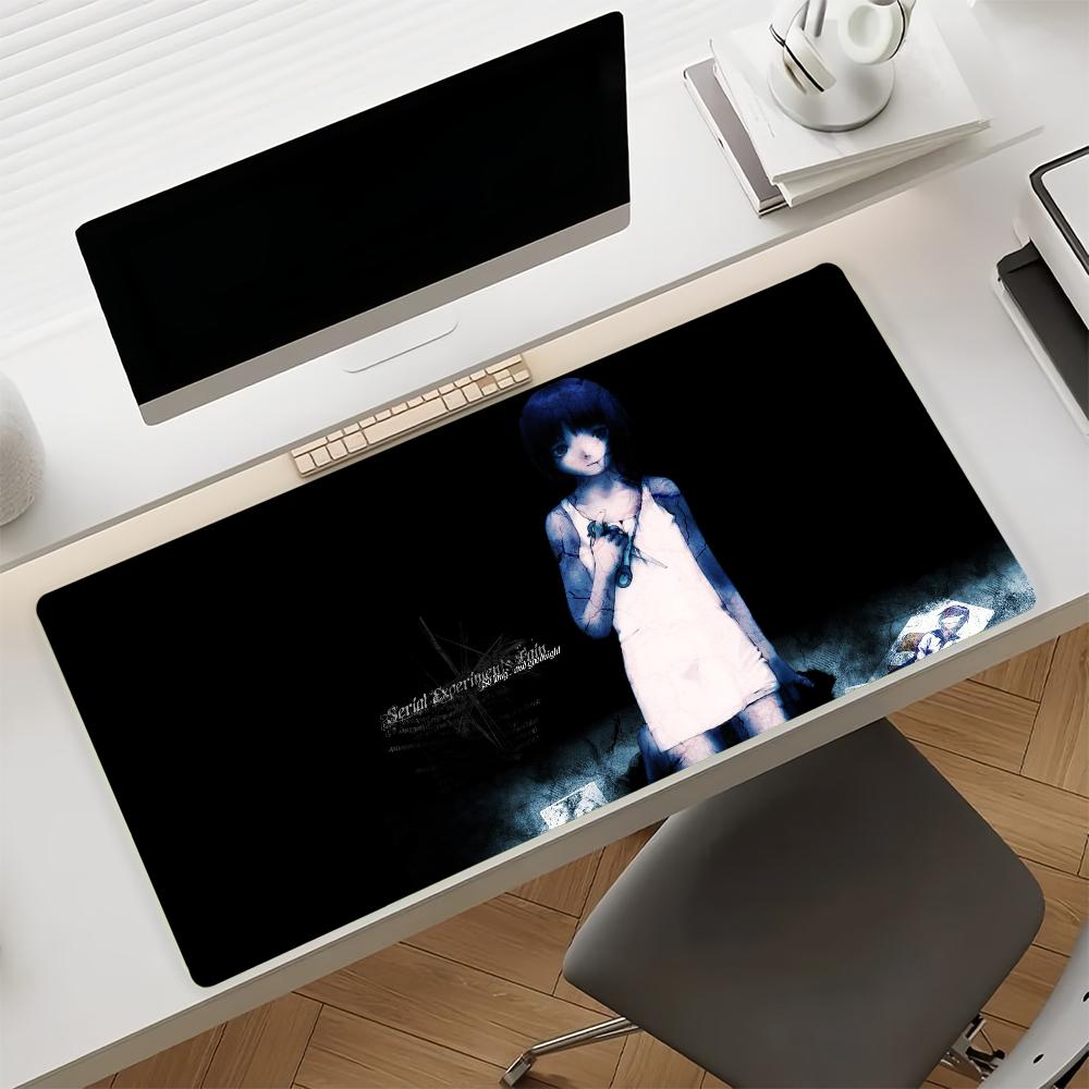 Anime Lain Mouse Pad Large Nonslip Rubber Gaming Desk Mat Computer Laptop Office Keyboard Tray Pc Decor Black