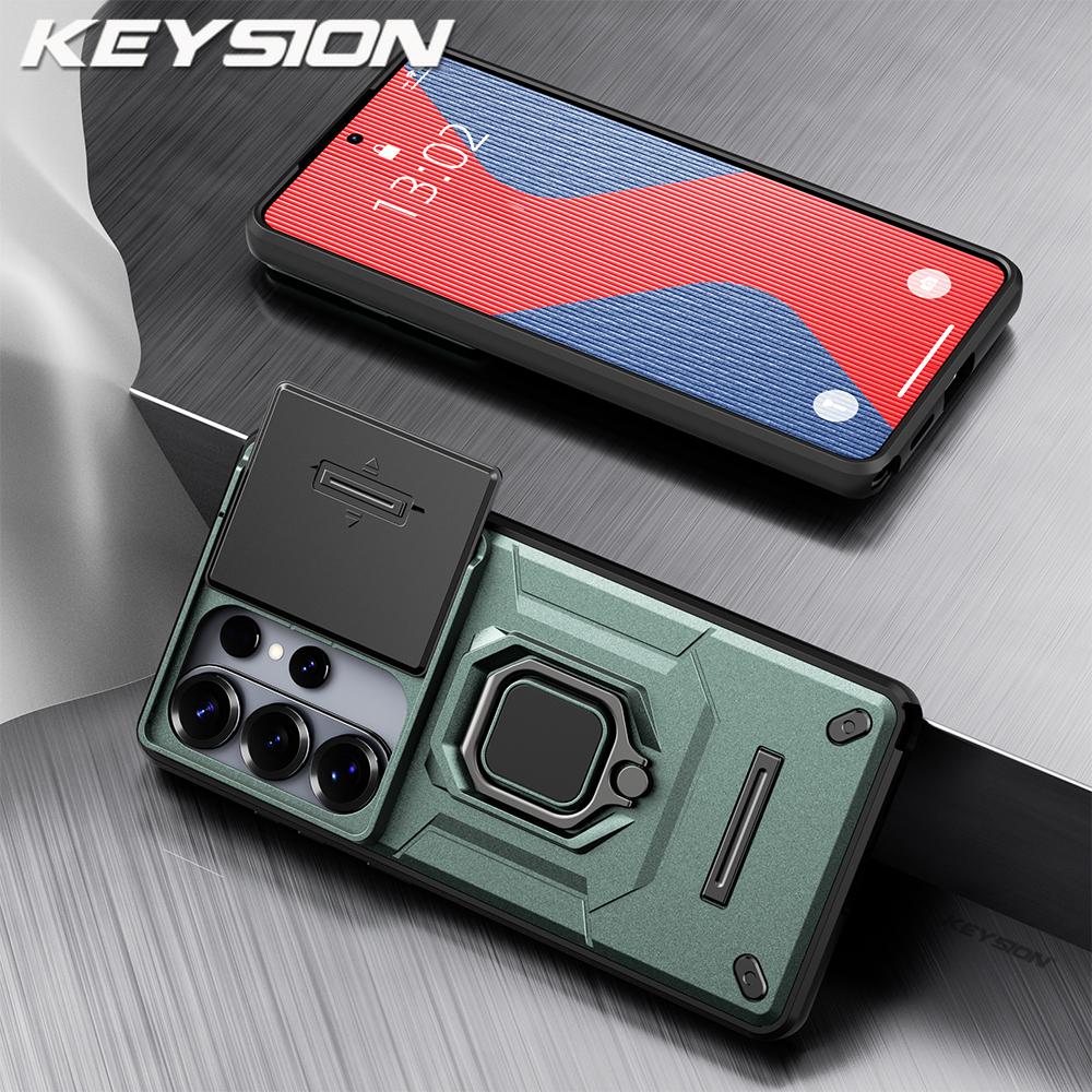KEYSION Ударопрочный бронированный чехол для Samsung S26 Ultra 5G с кольцом-подставкой и защитой шторки камеры для Galaxy S26+ Plus