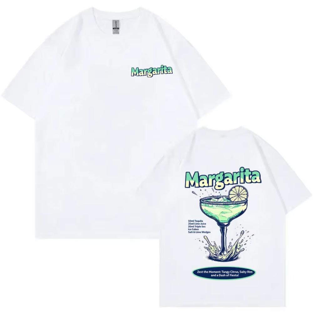 Funny Margarita Cocktail Print Tshirts Unisex Women Fashion Casual Pure Cotton T Shirts Summer Unsiex Vintage Oversized Streetwear