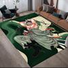 Roronoa Zoro Wano Flannel Pattern Square Carpet,Area Rug,Carpet Rug for Living Room Bedroom Sofa Playroom Decor,Non-slip Floor Mat