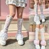 Женские Японские Эластичные Объемные Leg Warmers с Кружевной Отделкой, Звездочками, Защитой от Солнца, Свободные Колготки до Колен, Уличная Одежда