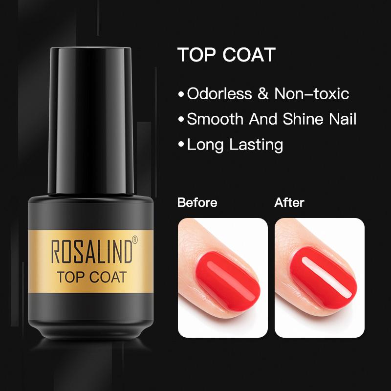 ROSALIND Mini Nail Polish Gel Semipermanent UV Multiple Colors Varnish Hybrid Nail Art Soak Off Top Base Coat Regular Gel Lacquer