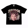 21 Savage Футболка с графическим принтом американского флага Плотный хлопок Ретро Уличный стиль Хип-хоп Мерч Унисекс Большемерный Летние Повседневные Футболки