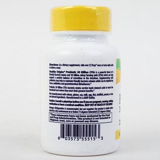 Healthy Origins Natural Probiotic Lactobacillus 30 Billion CFU V-Cap, 60 Tablets, 1 unit,Korean Health Food