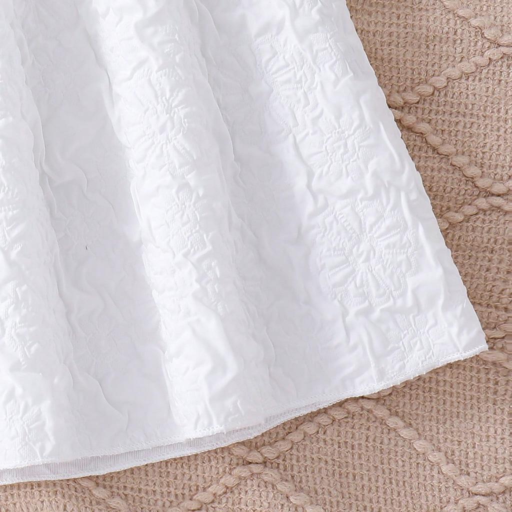 Белый костюм для девочек-подростков, лето 2024, короткая куртка с пышными рукавами, топ и юбка, детская одежда, модные комплекты для детей