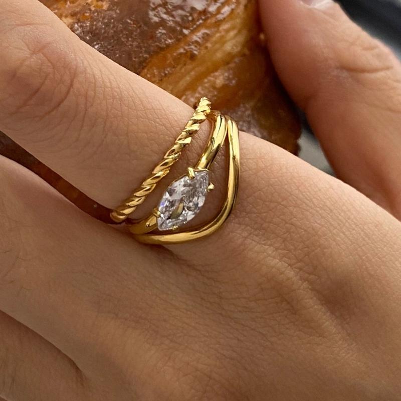 3 шт./Набор Элегантное Кольцо-Аксессуар с Резьбой 18K Золотого Цвета, Регулируемый Размер, Стильные Аксессуары на Пальцы для Модниц