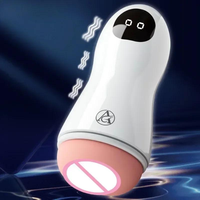 Мастурбатор Чашка Вибрация Автоматический Мужской Минет Реальная Вагина Карманная Киска Вибрирующая Пуля Пенис Оральный Взрослые Секс-Игрушки Для Мужчин