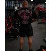 2026 GYM Американский тренировочный костюм для фитнеса Летняя спортивная хлопковая футболка с коротким рукавом Мужская свободная модная с принтом Акула