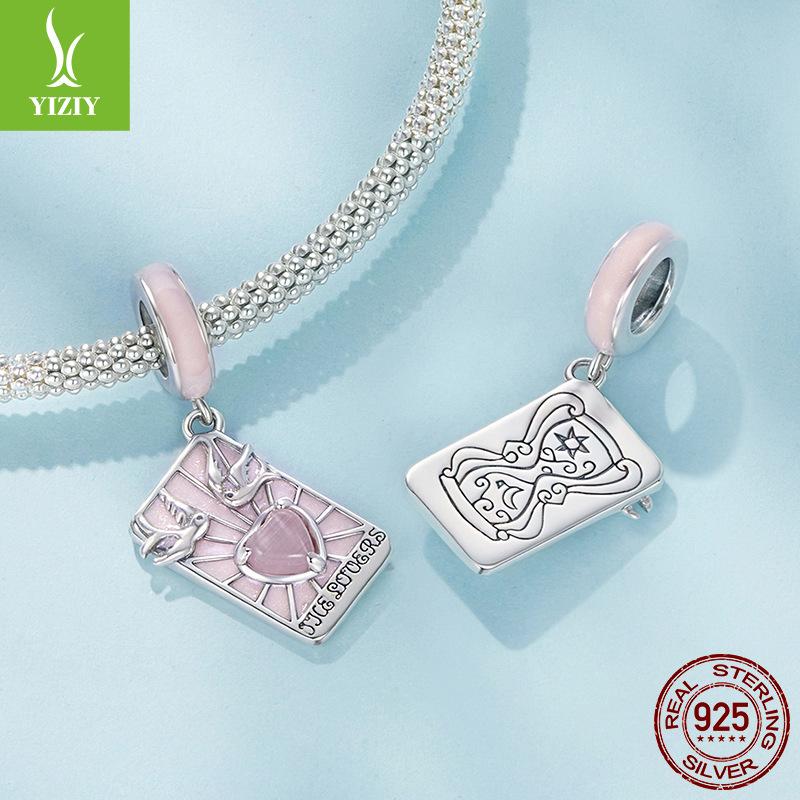 Розовый кулон Таро Влюбленные Эпоксидный Девичий Стиль Ручная Работа Сделай Сам Бусины Scc2263