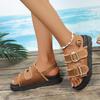 Fashion Cowboy Platform Sandals Women Summer Fashion 2024 Mid Heels Open Toe Casual Beach Slippers Slingback Flip Flops Mujer Zapatos