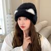 Женская корейская версия осень и зима новая шапка из вязаной шерсти с большой головой зимняя теплая защита ушей плюшевая шапка-пуловер