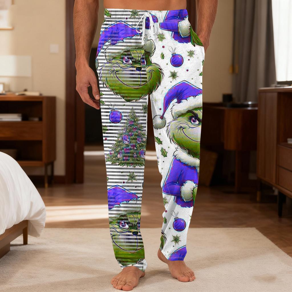 Men's Plain Knit Solid Pocket Casual Pants Home Pajama Pants