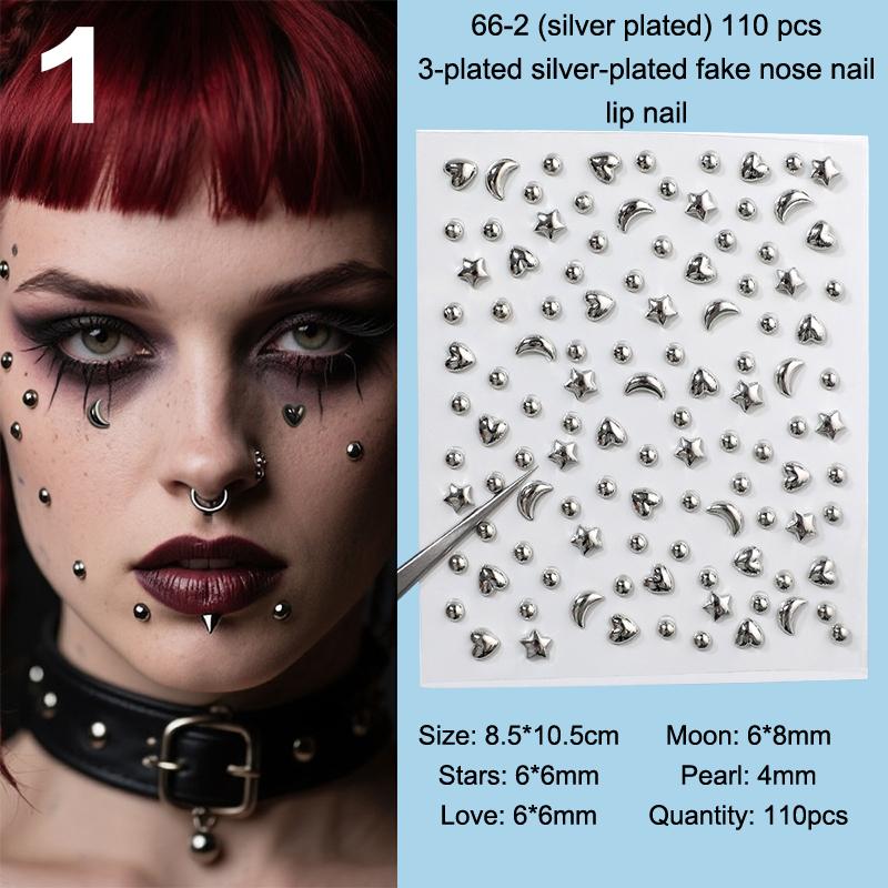 Фальшивый пирсинг брови Фальшивые лабреты для губ Серьги-гвоздики Наклейки Фальшивая серьга для носа Пирсинг лица Клей Ювелирные украшения для лица Без пирсинга Кожа