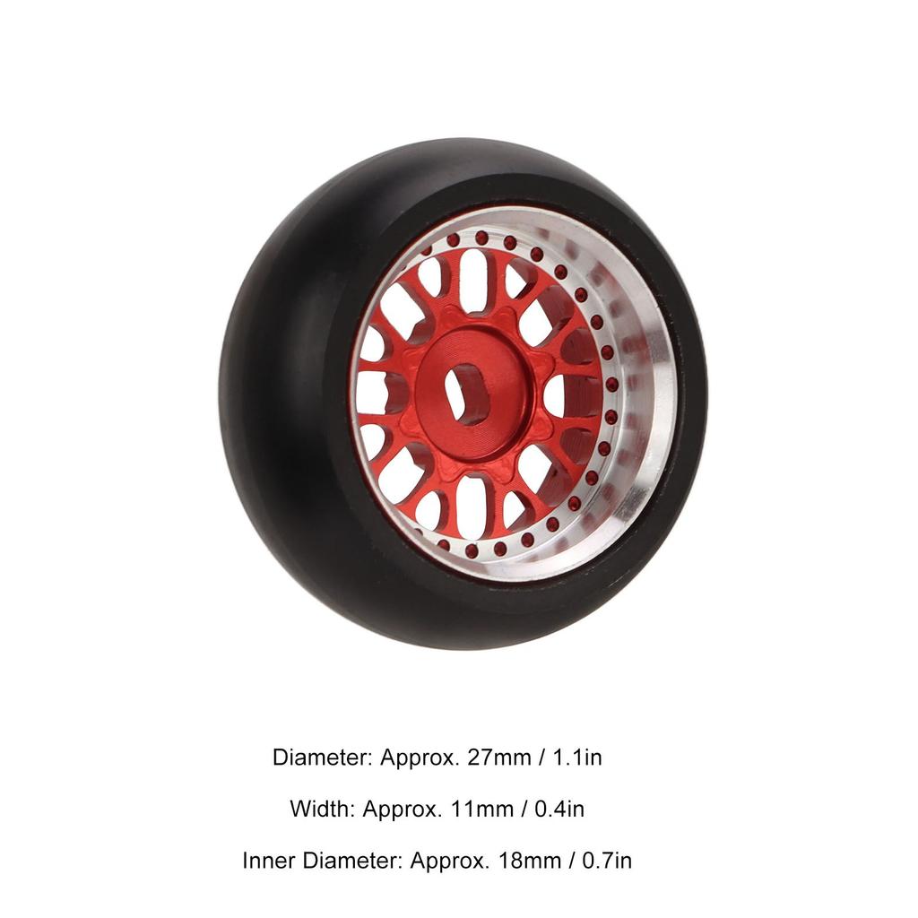 4pcs 16 Pairs RC Tire Aluminum Alloy Improving Stability Glossy for 1/28 RC Drift Tire for K969 for P929 for K989 Red