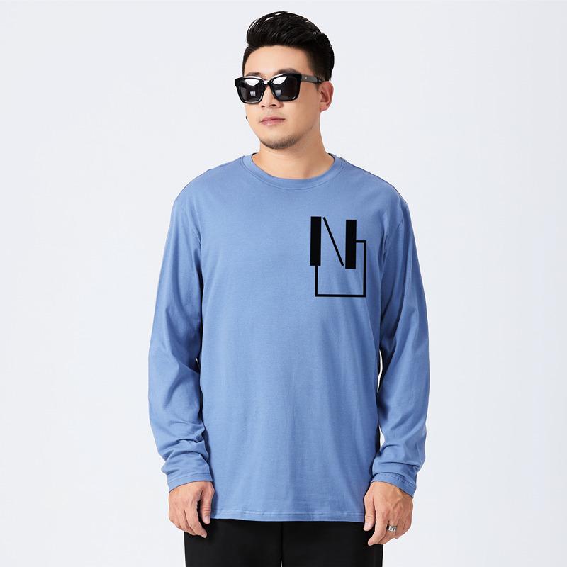 Мужская футболка больших размеров свободного кроя с длинным рукавом на осень (300 Джин)