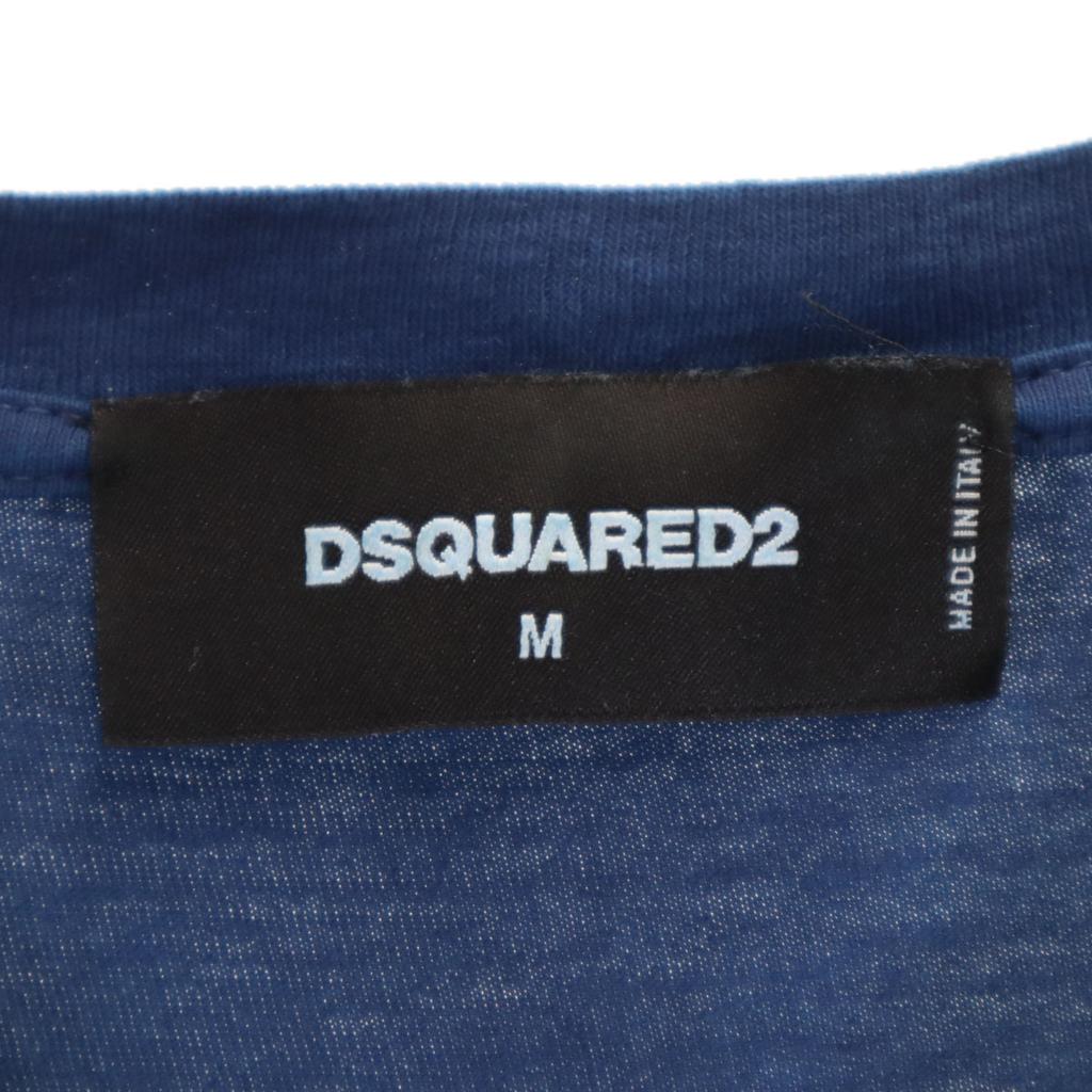 Dsquared2 Сделано в Италии Задний принт Короткий рукав V-образный вырез Футболка M Темно-синий Мужская Б/у
