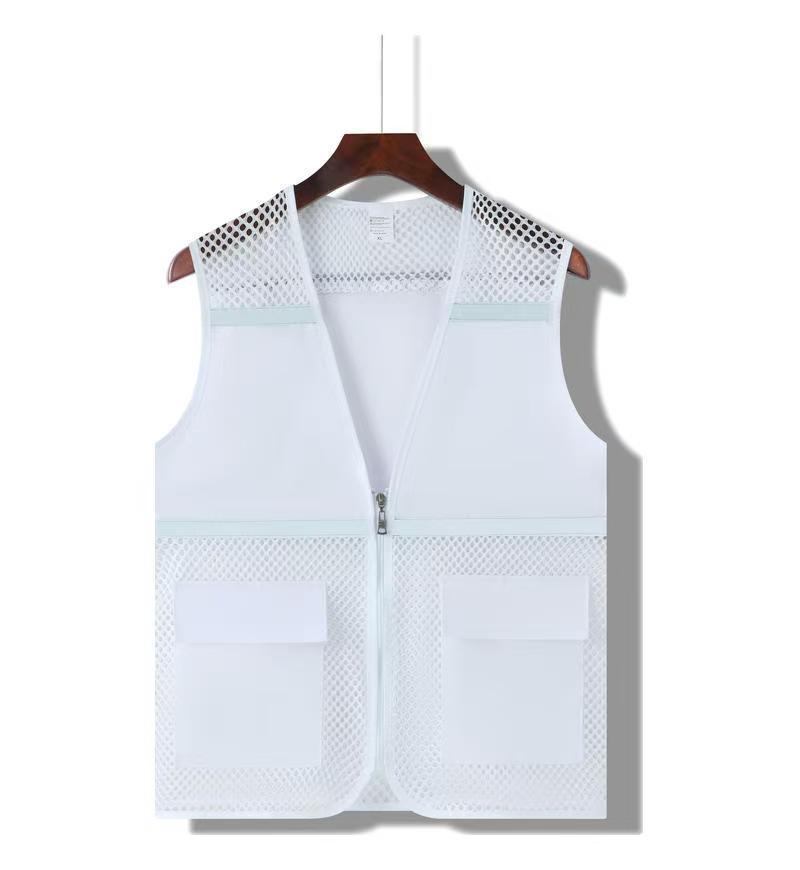 Custom Logo Red Summer Mesh Fishing Vest – Workwear & Advertising Shirt