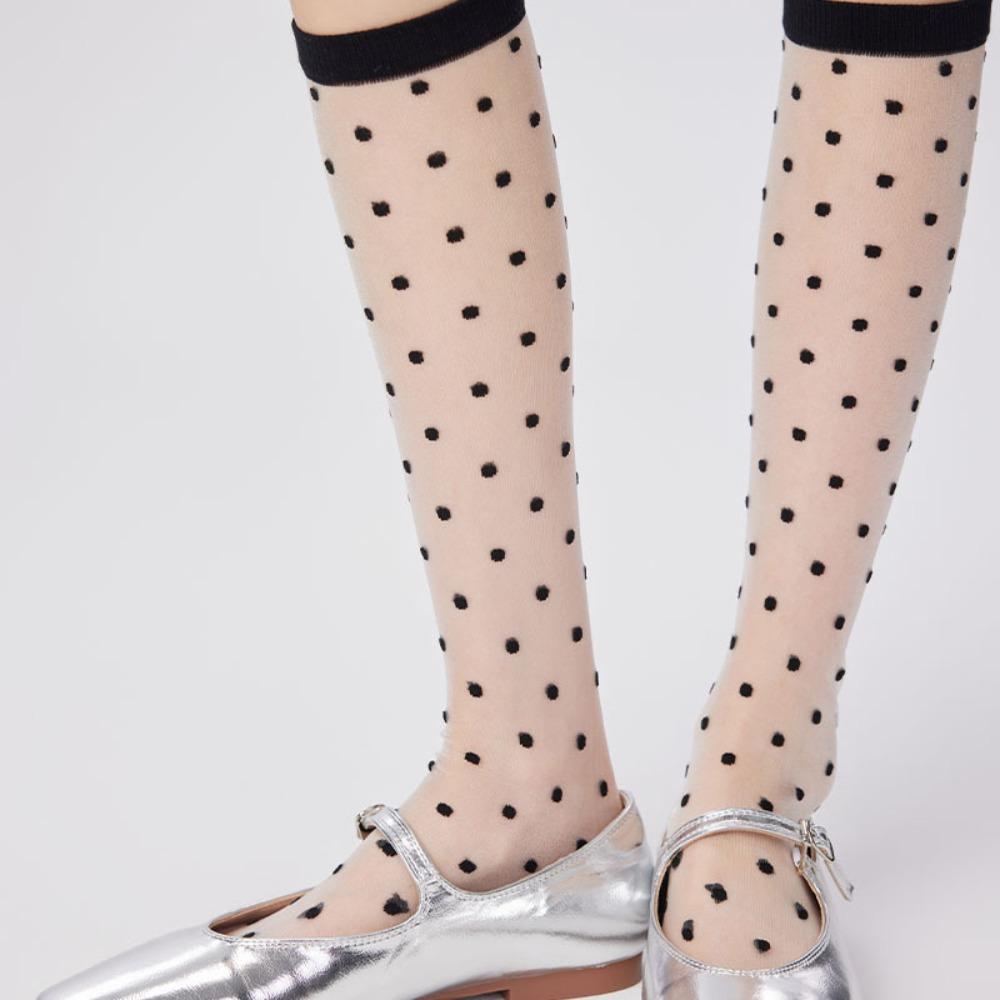 Transparent Knee Socks Ultra-thin Polka Dot Socks Sweet Japanese Fashion Socks Casual Outfit