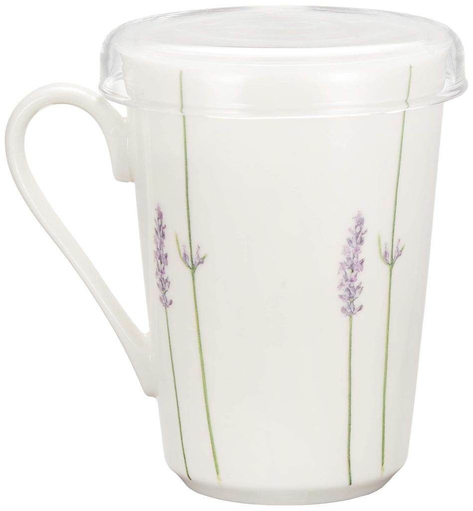 Кружка LA AMYS "Two Jours" Teamate, лавандовый узор, белая (с ситечком для чая), AM20-2-12