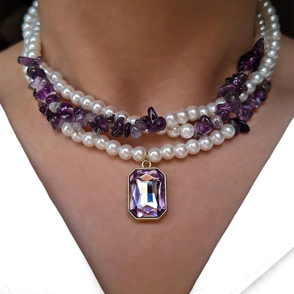 Light Luxury Artificial Pearl Pendant Necklace With Multilayer Design For Women