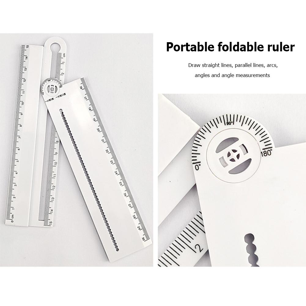 Folding Geometric Drawing Ruler Multifunctional Math Line Circular Drawing Geometry Template Angle Measure Drafting Ruler