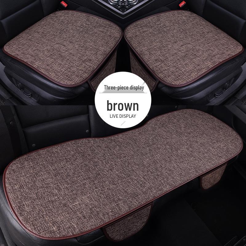 All-Season Linen Car Seat Cushion Set: Three-Piece Universal Fit for Driver/Passenger and Rear Seats