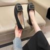 Spring and Autumn New Shallow Single Shoes Women's Buckle Thick Heel Four Seasons Single Shoes Low Heel One Pedal Doudou Women's Shoes
