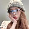 New one-piece y2k water silver sunglasses, women's trendy square and round face, small face, high-end sunglasses