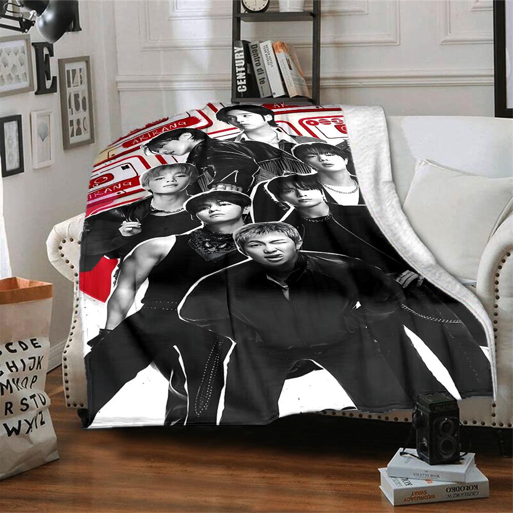 1Pc Kpop Group Artwork Blanket Soft Throw Blanket For Home Bedroom Bed Sofa Travel Office Solid Christmas Blanket