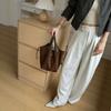 Premium matte cowhide handbag vegetable basket bucket bag autumn and winter tote handbag versatile shoulder messenger bag