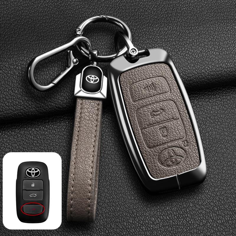 LATE7 Zinc Alloy Goatskin Car Remote Key Case Cover Shell for Toyota Yaris Ativ Raize Veloz Avanza Rush Auto Keychain Accessories