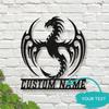 Уникальное металлическое настенное искусство с мифическим драконом, настраиваемое, для дома, мужской комнаты, декор с инициалами