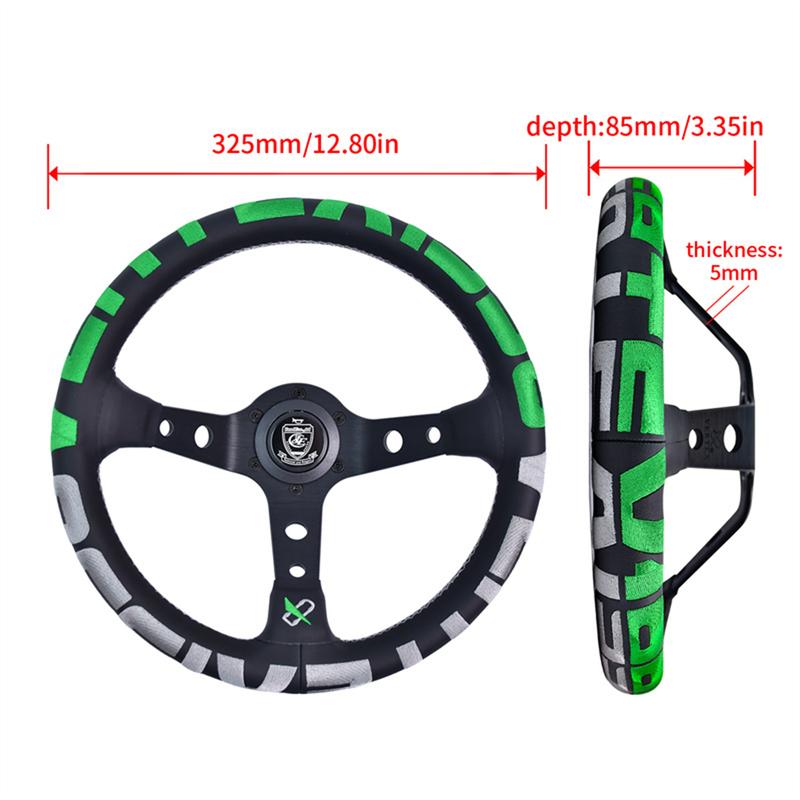 VERTEX 1996 13Inch Automobile Repacking Racing Steering wheel 6 Bolt Leather Alloy Drift Racing Steering Wheel with Horn Button