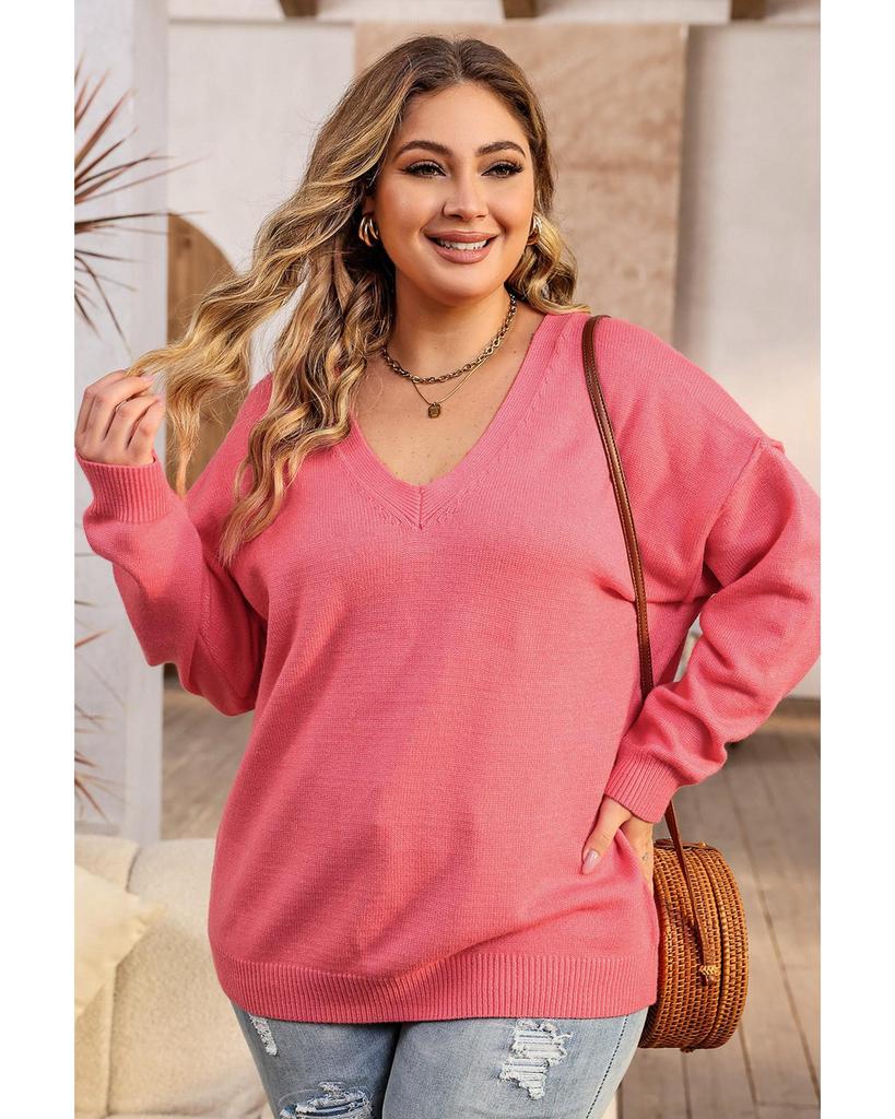 Azura Exchange Свитер с V-образным вырезом и заниженной линией плеч